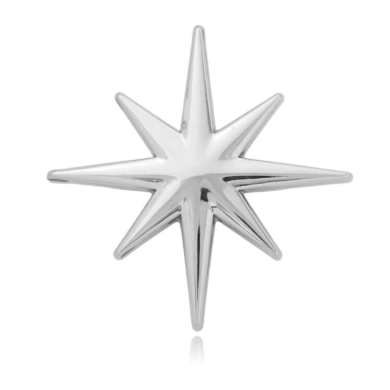 Luxury Eight Point Star Alloy Brooch, Polished Gold Irregular Lapel Pin For Women's Suit Accessory Gift