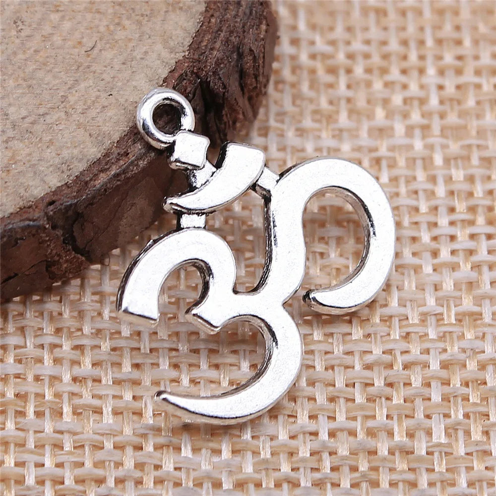 23x21mm 1.9g Multicolor Zinc Alloy OM Symbol Charm Pendant for DIY Necklace Bracelet Making