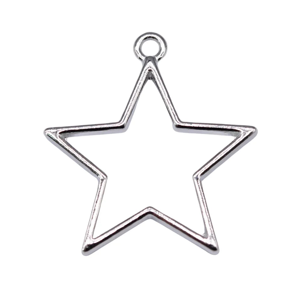 30x27mm 1.5g Multicolor Zinc Alloy Hollow Five Point Star Charm Pendant for DIY Jewelry Making