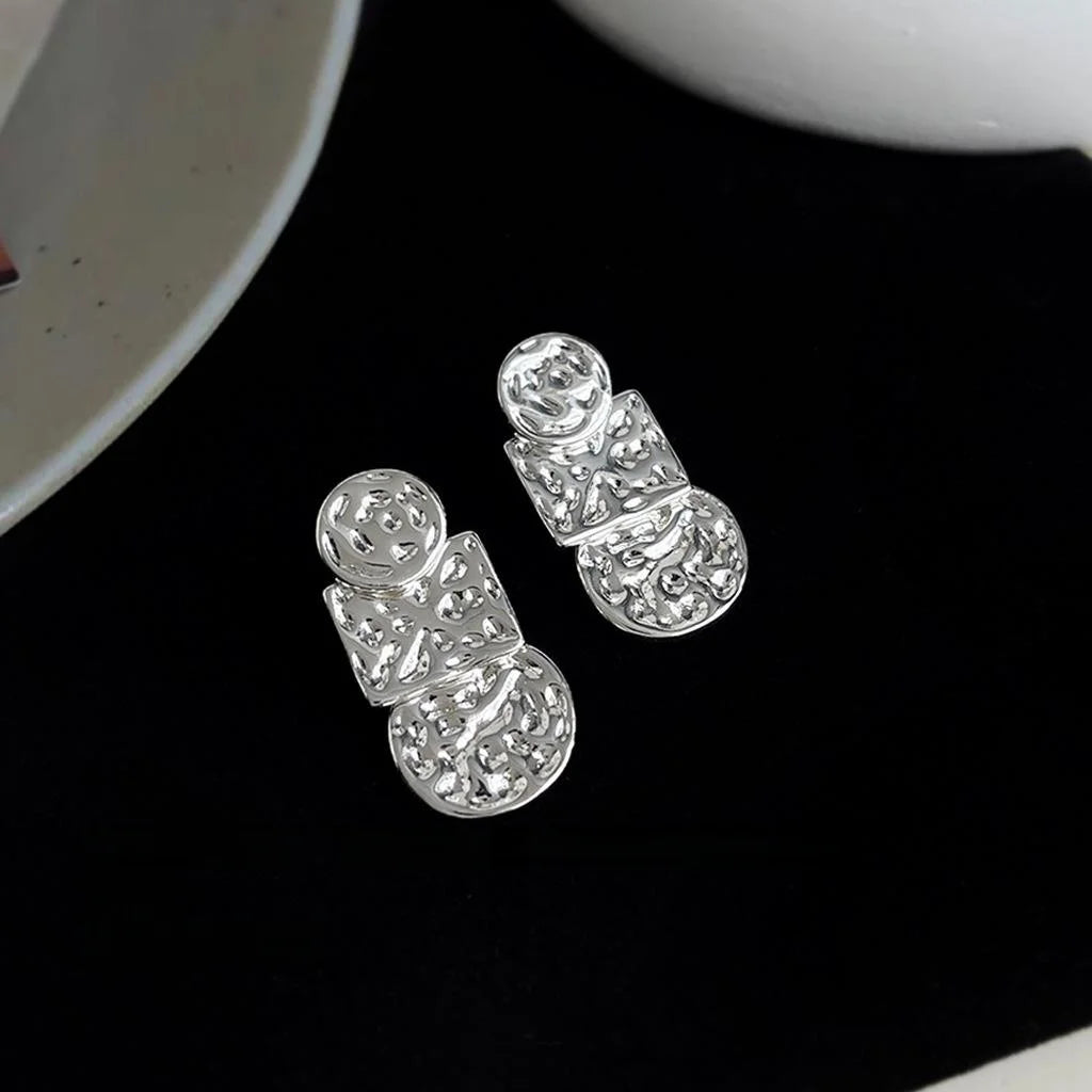 Minimalist Copper Geometric Square Liquid Metal Drop Earrings For Women