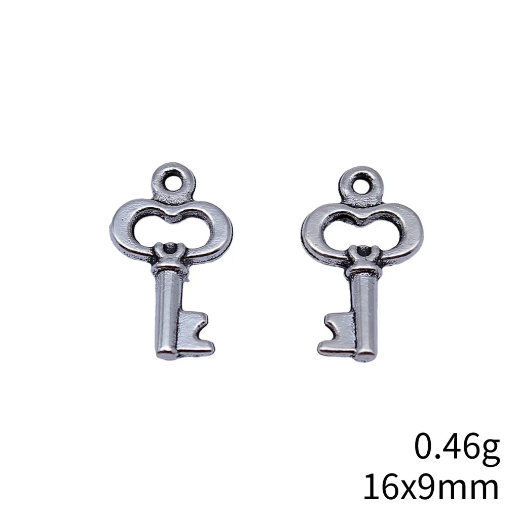 16x9mm 0.46g Multicolor Zinc Alloy Small Key Charm Pendant for Necklace Bracelet Jewelry Making