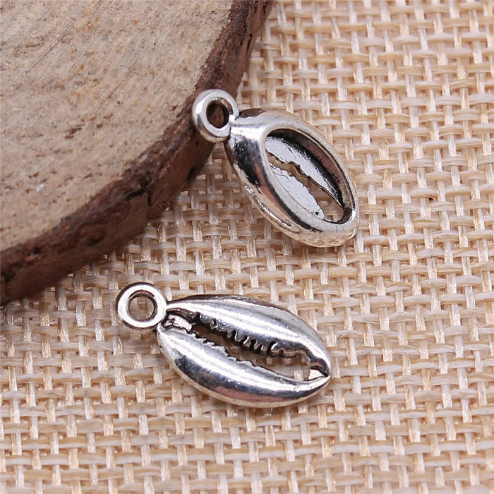 17x8mm 1g Antique Silver Zinc Alloy Shell Charm Pendant for DIY Earrings Bracelet Jewelry Making