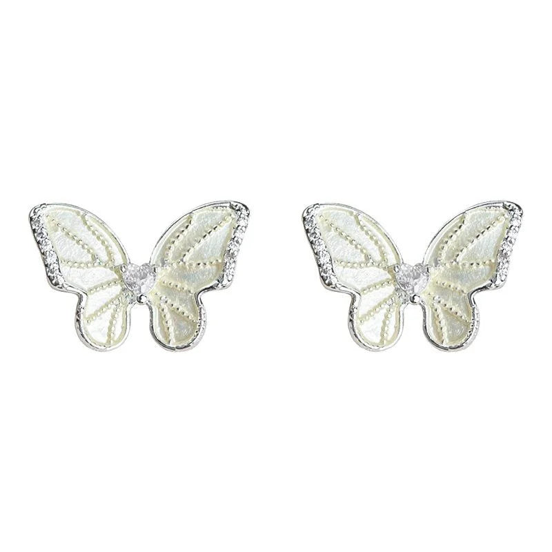 Elegant Sweet Forest Style Zircon Butterfly Drop Earrings Copper