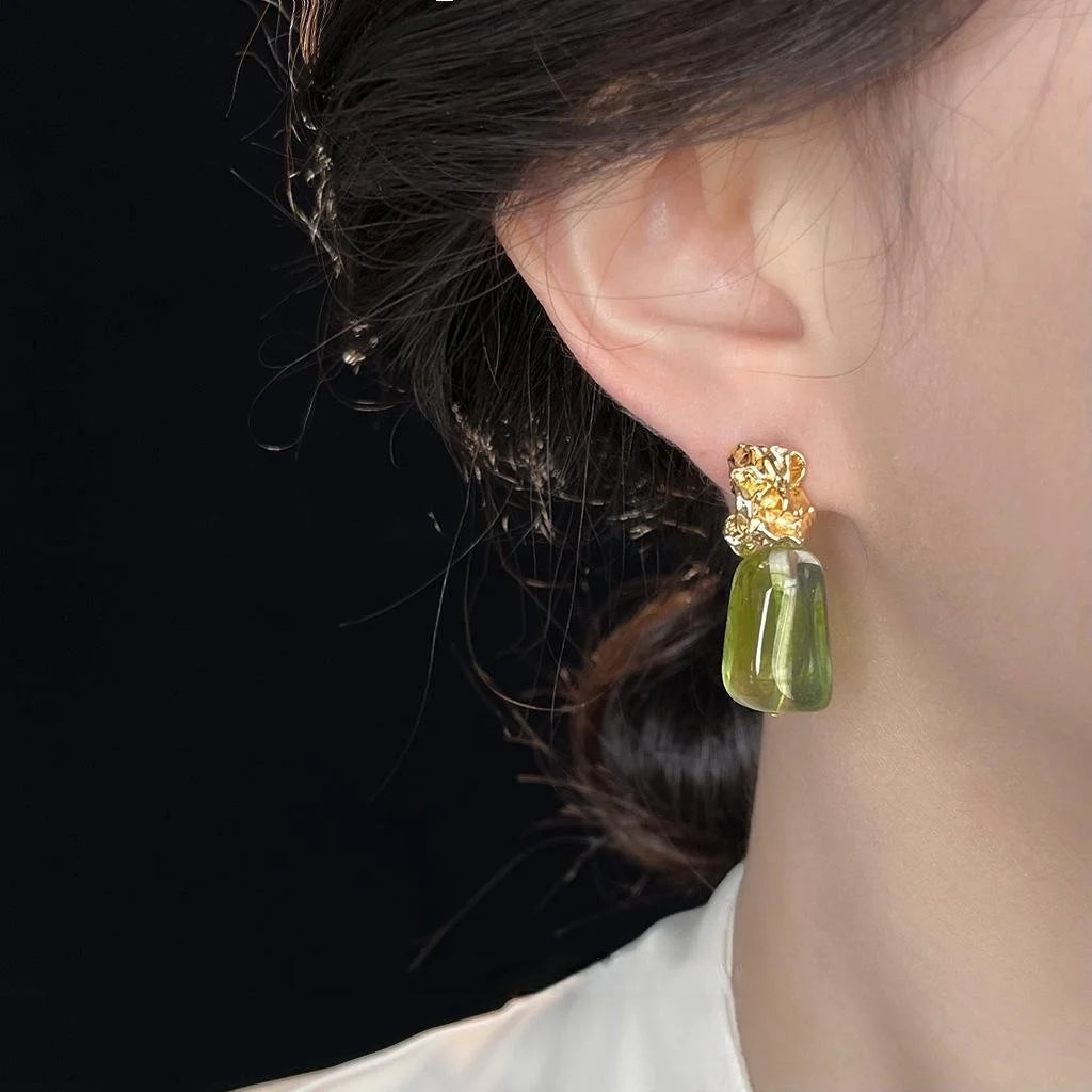 Forest Fairy Irregular Geometric Acrylic Drop Earrings Handmade Gradient Dyed Women's Jewelry