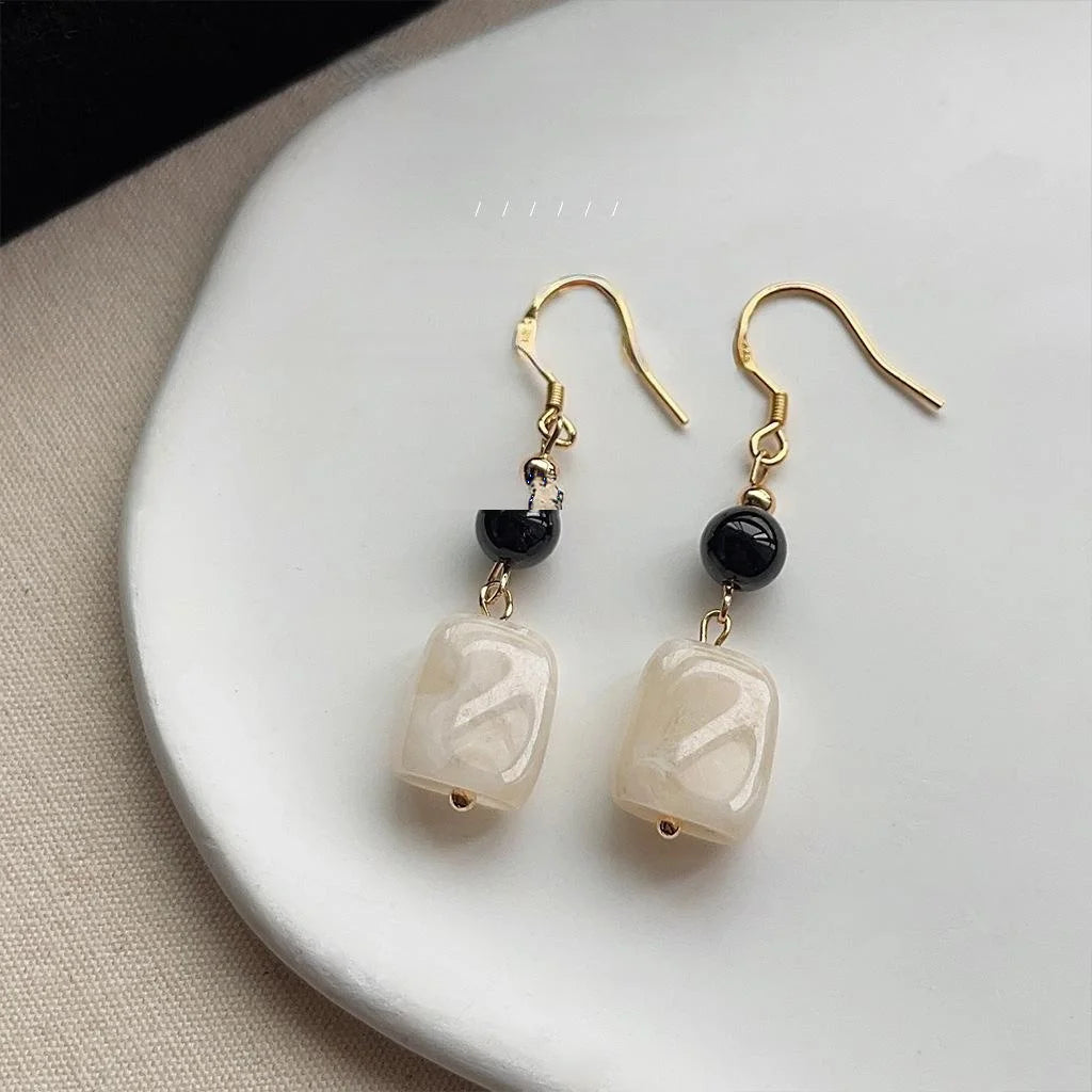 Original Handmade Copper Geometric Line Drop Earrings Elegant Court Style Jewelry for Women