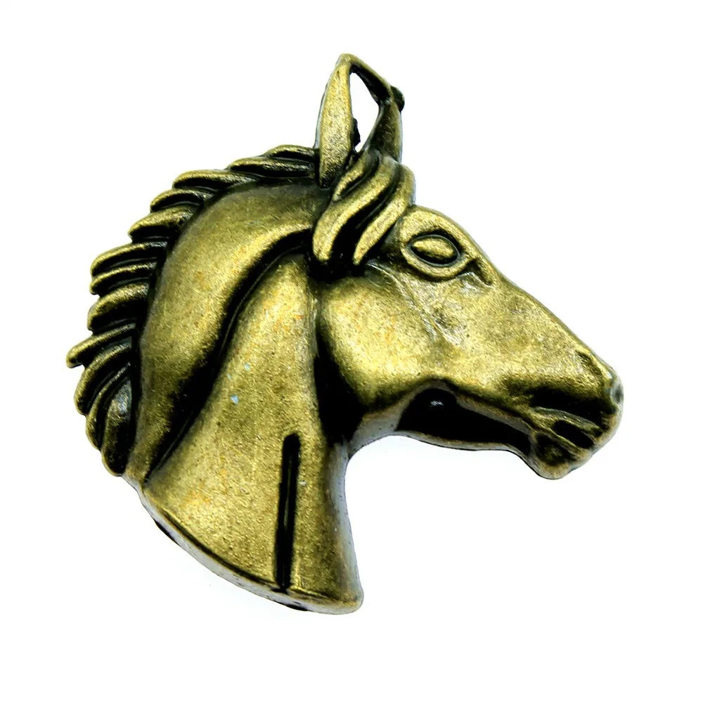 52x51mm 15.6g Zinc Alloy Horse Head Charm Pendant for DIY Necklace Bracelet Clothing Decoration
