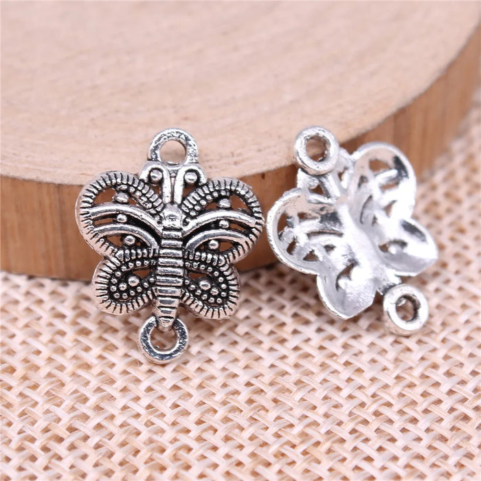 18x15mm 1g Multicolor Zinc Alloy Butterfly Connector Charm Pendant for DIY Bracelet Making
