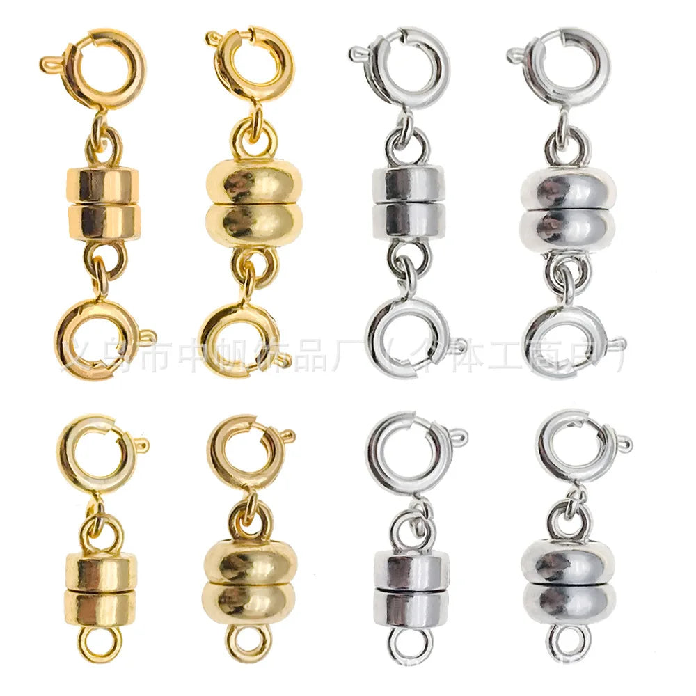 Iron Short Round Cylinder Magnetic Clasp Connector for DIY Bracelet Necklace Jewelry