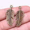 40x16mm 2.6g Multicolor Zinc Alloy Feather Charm Pendant for Necklace Bracelet Keychain Making