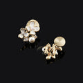 Elegant Enamel Flower Pearl Rhinestone Alloy Stud & Clip On No Piercing Small Floral Earrings