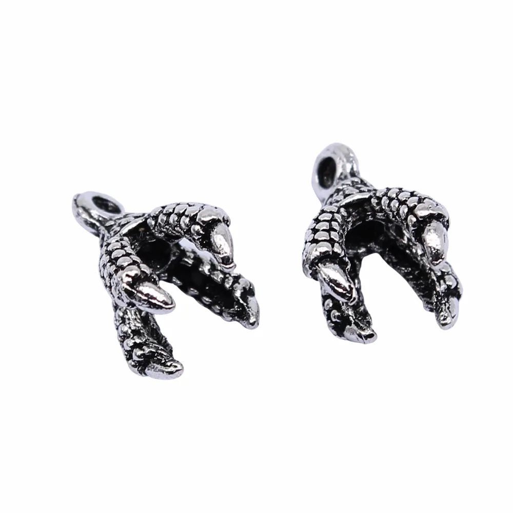 15x9mm 1.4g Antique Silver Zinc Alloy Eagle Claw Charm Pendant for Necklace Bracelet Making