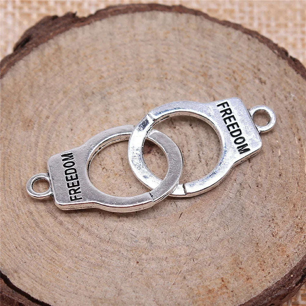 23x15mm 3g Multicolor Zinc Alloy Handcuffs Connector Charm for DIY Bracelet Necklace Making