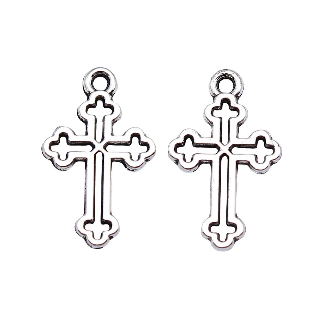 19x12mm 0.5g Antique Silver Zinc Alloy Cross Charm Pendant for DIY Vintage Necklace Jewelry Making