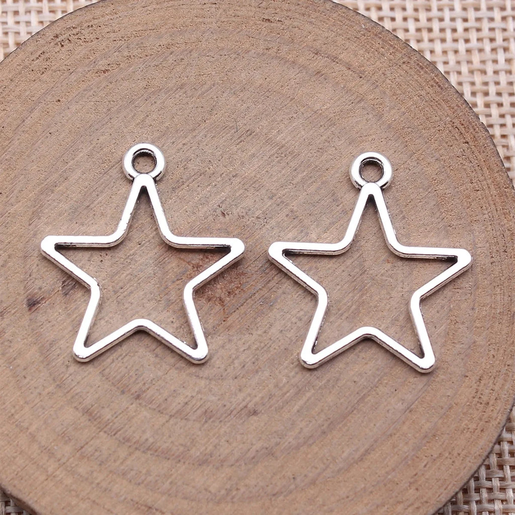 24x21mm 0.84g Multicolor Zinc Alloy Hollow Five Point Star Charm Pendant for DIY Jewelry Making