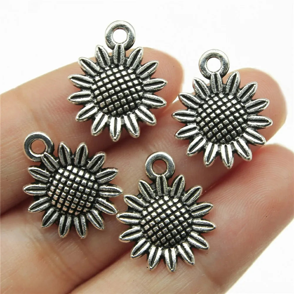 19x15mm 1g Multicolor Zinc Alloy Sunflower Charm Pendant for DIY Bracelet Necklace Jewelry Making