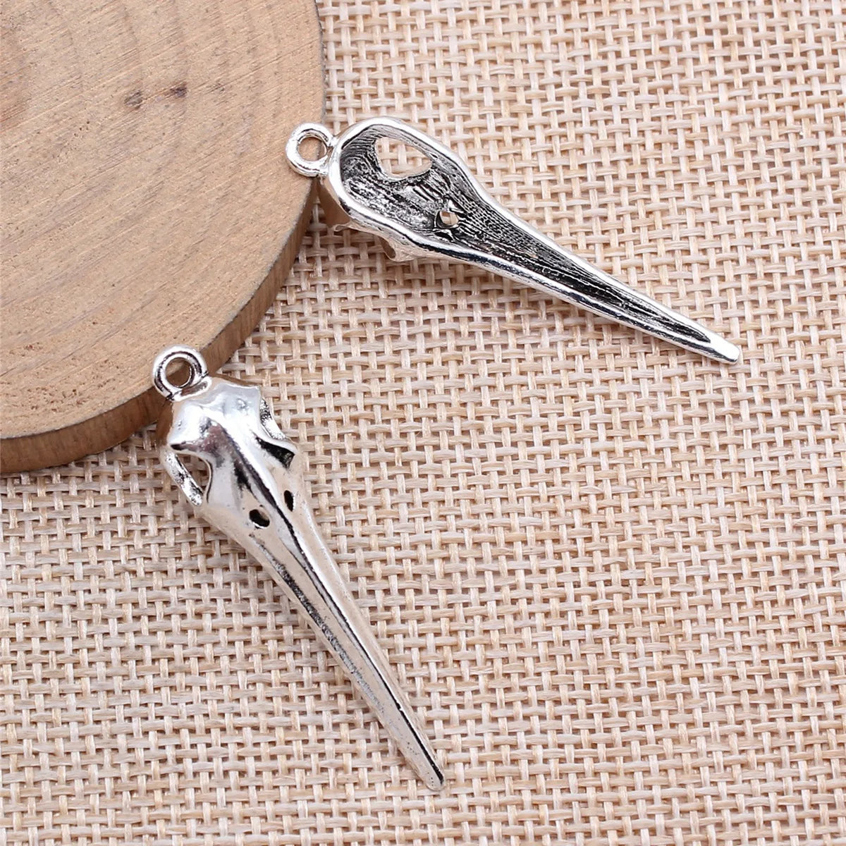 44x10mm 3.7g Antique Silver Tone Zinc Alloy Skull Bird Beak Charm Pendant for Gothic DIY Jewelry