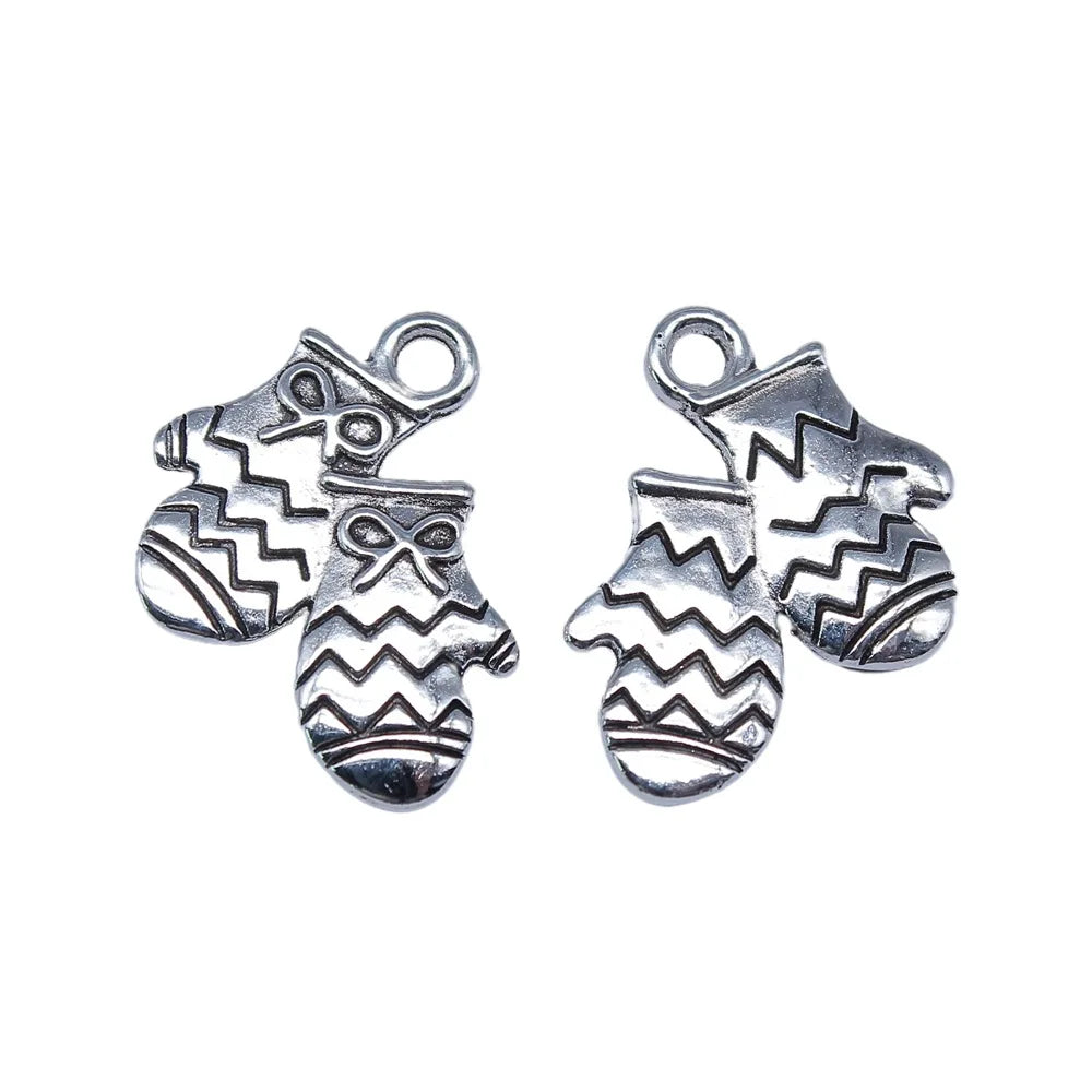 14x16mm 1.2g Antique Silver Zinc Alloy Glove Charm Pendant for DIY Bracelet Necklace Making