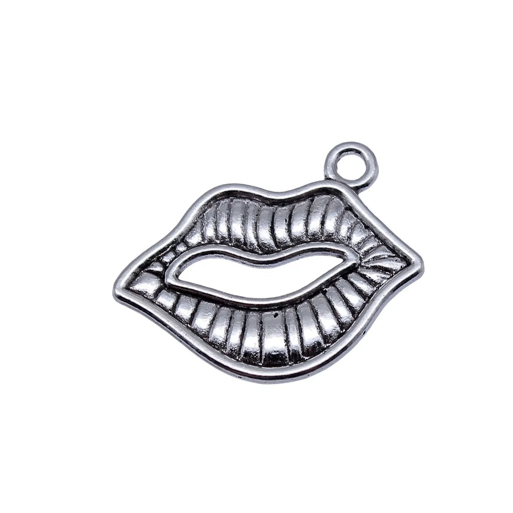 24x20mm 1.7g Antique Silver Zinc Alloy Lips Charm Pendant for DIY Necklace Bracelet Jewelry Making