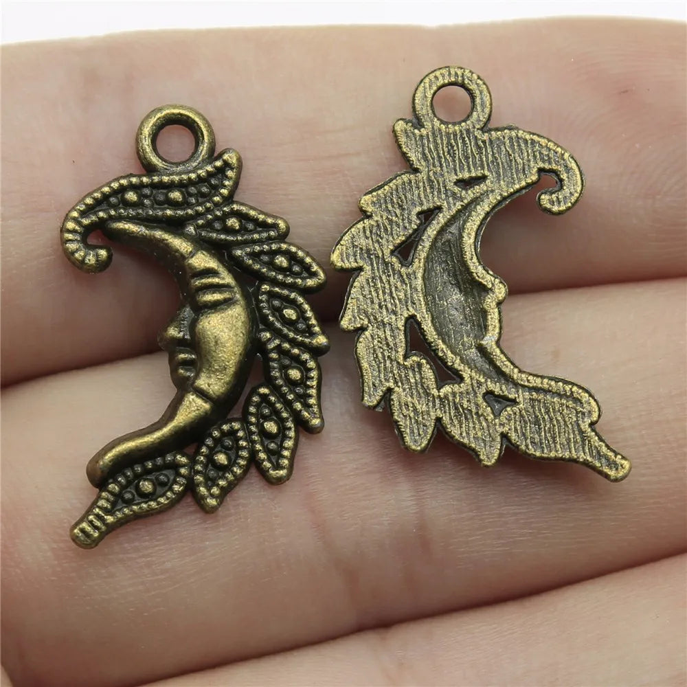 27x17mm 1.5g Multicolor Zinc Alloy Man in the Moon Charm Pendant for DIY Necklace Bracelet Making