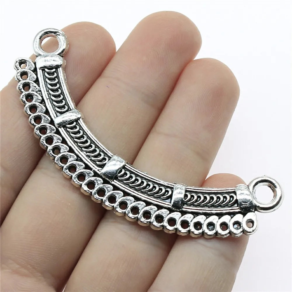 70x30mm 8.7g Antique Silver Zinc Alloy Ornate Bar Connector Charm for DIY Necklace Making