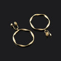 Elegant Gold Alloy Twisted Large Hoop Drop Stud & Clip On No Piercing Statement Circle Earrings