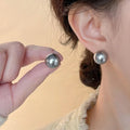 High Luster Tahitian Black Pearl Stud Earrings Geometric Luxury Commuter Jewelry For Women
