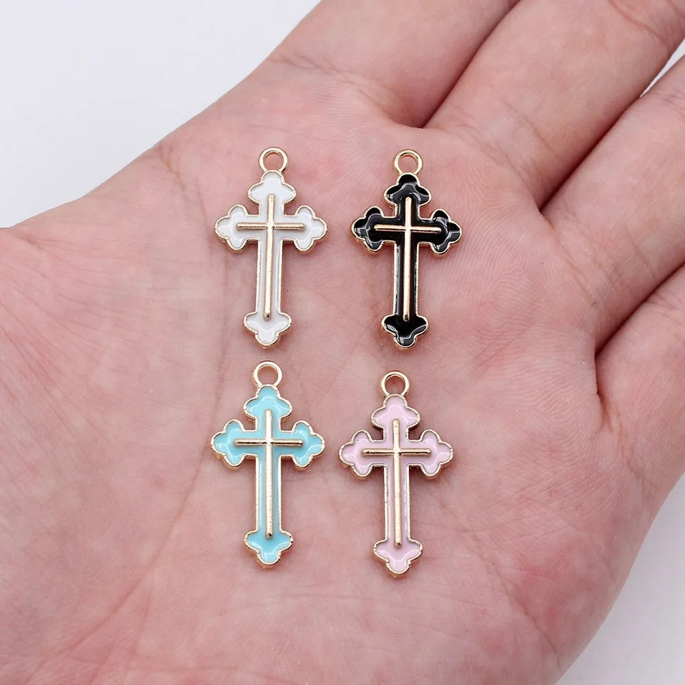 25x14mm 1g Multicolor Zinc Alloy Simple Cross Charm Pendant for DIY Necklace Earring Bracelet Jewelry