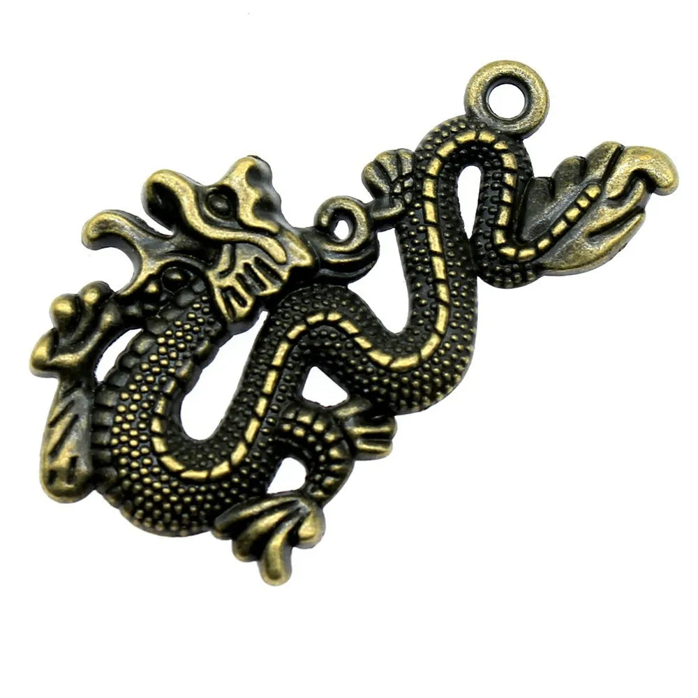 54x33mm 6.4g Multicolor Zinc Alloy Dragon Charm Pendant for DIY Necklace Bracelet Jewelry Making