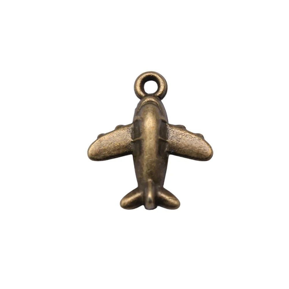 15x13mm 0.7g Multicolor Zinc Alloy Passenger Airplane Charm Pendant for DIY Travel Jewelry Making
