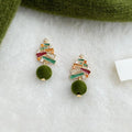 Christmas Tree Drop Earrings Micro Pave Zircon Hand Painted Enamel Flocked Pom Pom