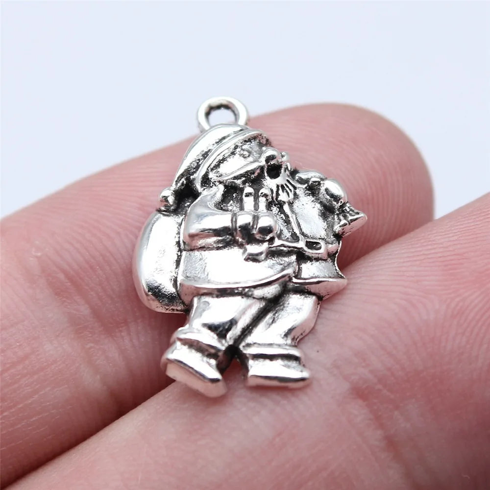 16x22mm 1.7g Antique Silver Zinc Alloy Santa Claus Charm Pendant for Christmas DIY Jewelry Making