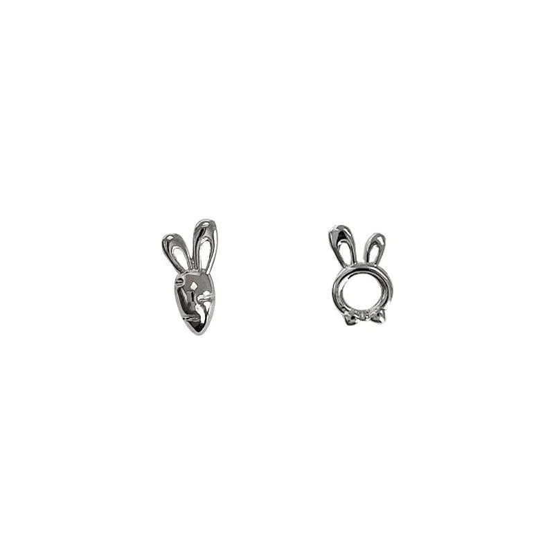 Cute Asymmetric Hollow Carrot Rabbit Copper Mini Stud Earrings For Girls