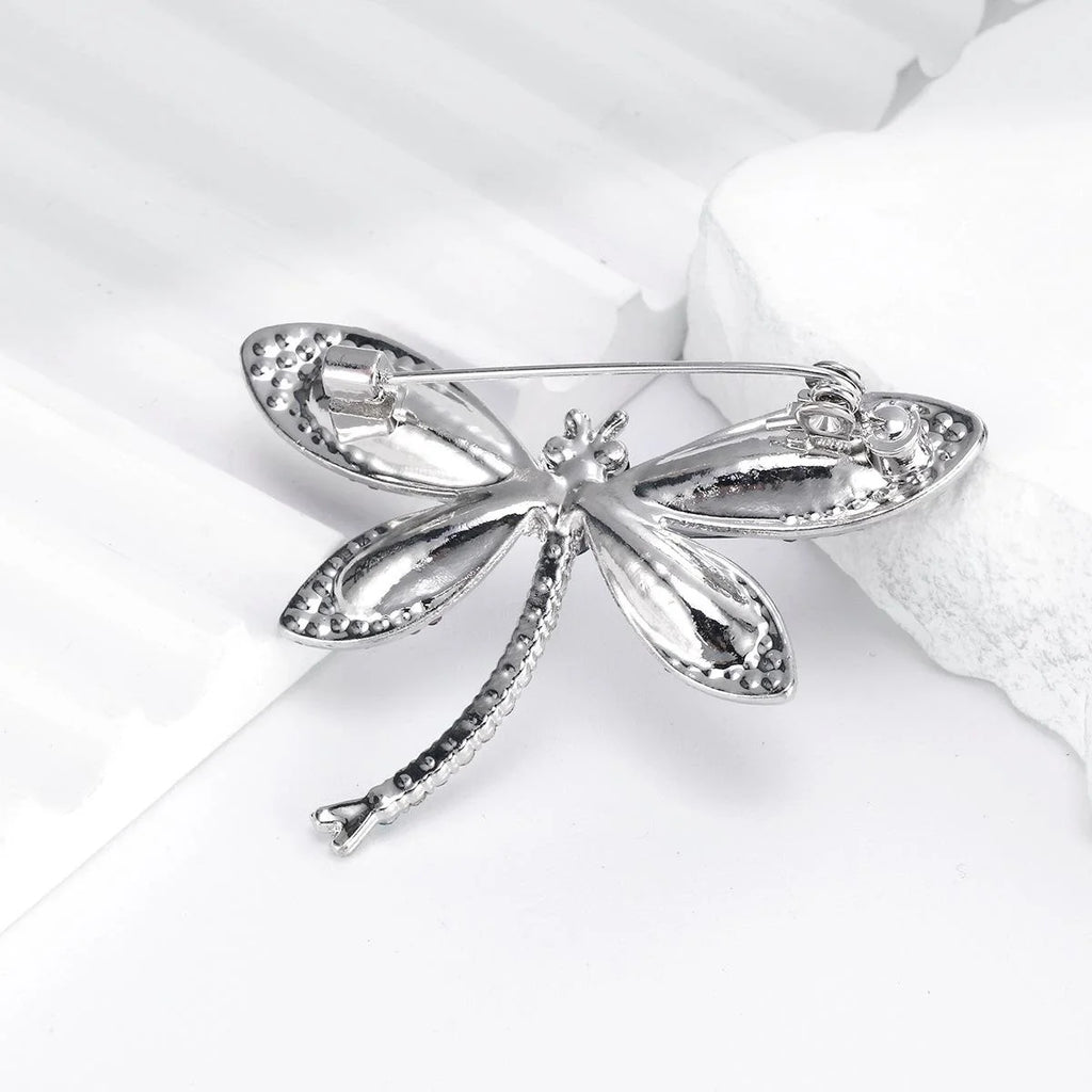 Luxury Rhinestone Dragonfly Brooch With Blue Crystal Alloy Wings, Elegant Lapel Pin Corsage Suit Accessory Gift