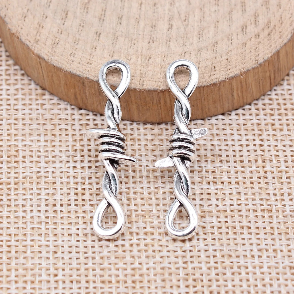 34x11mm 1.7g Multicolor Zinc Alloy Figure Eight Thorn Rope Knot Connector Charm for DIY Punk Jewelry