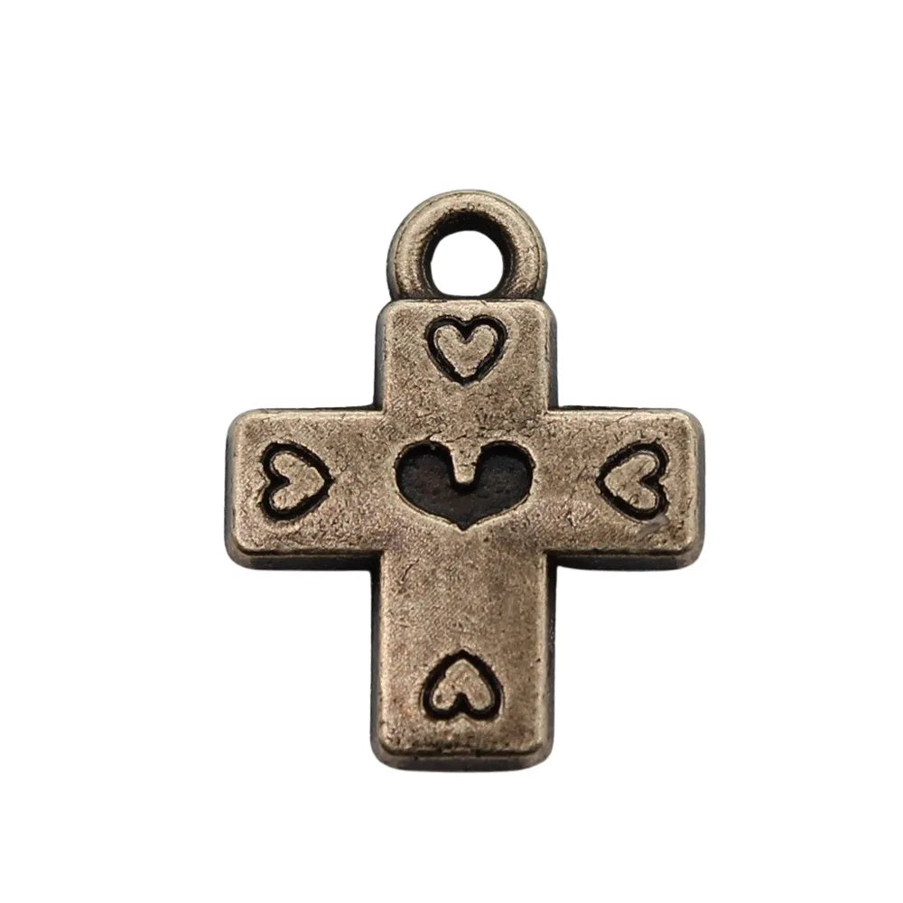 17x14mm 1.39g Multicolor Zinc Alloy Heart Cross Charm Pendant for DIY Jewelry Making