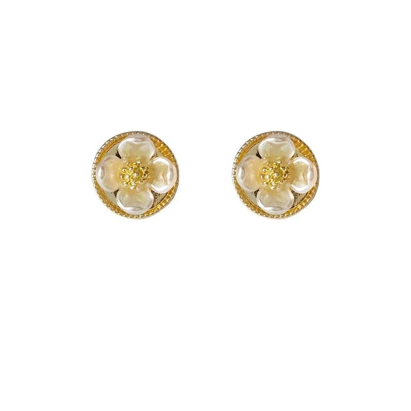 14K Plated Copper Flower Stud Earrings, Minimalist Fashion Jewelry
