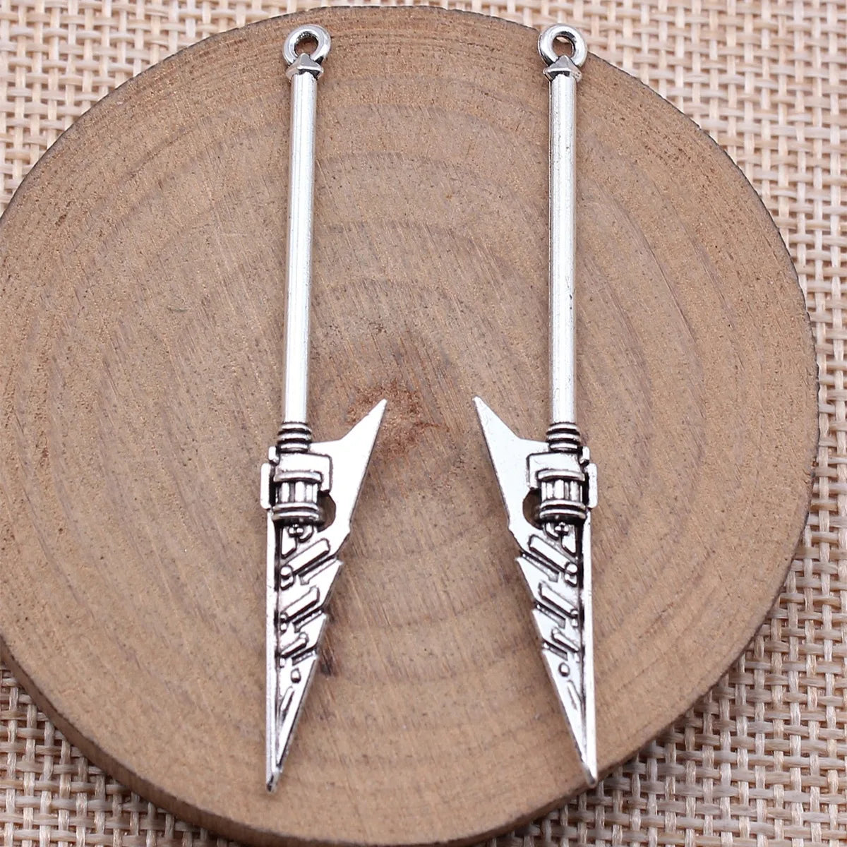59mm 1.9g Antique Silver Zinc Alloy Sword Spear Halberd Charm Pendant for Cosplay Jewelry Making