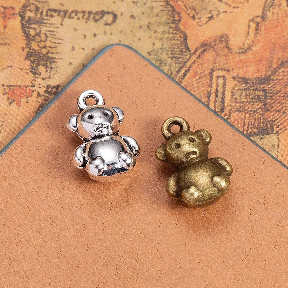 16x10MM Antique Silver Zinc Alloy Bear Charm Pendant for DIY Necklace Bracelet Jewelry Making
