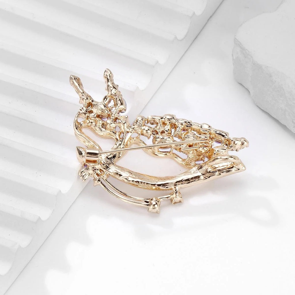 Elegant Purple Butterfly Brooch With Pearl, Rhinestone And Alloy Wings, Luxury Lapel Pin Corsage Gift