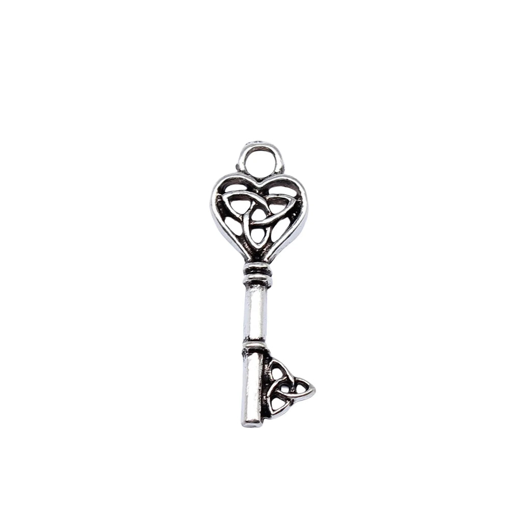 24x8mm 0.67g Antique Silver Zinc Alloy Celtic Knot Key Charm Pendant for DIY Necklace Jewelry