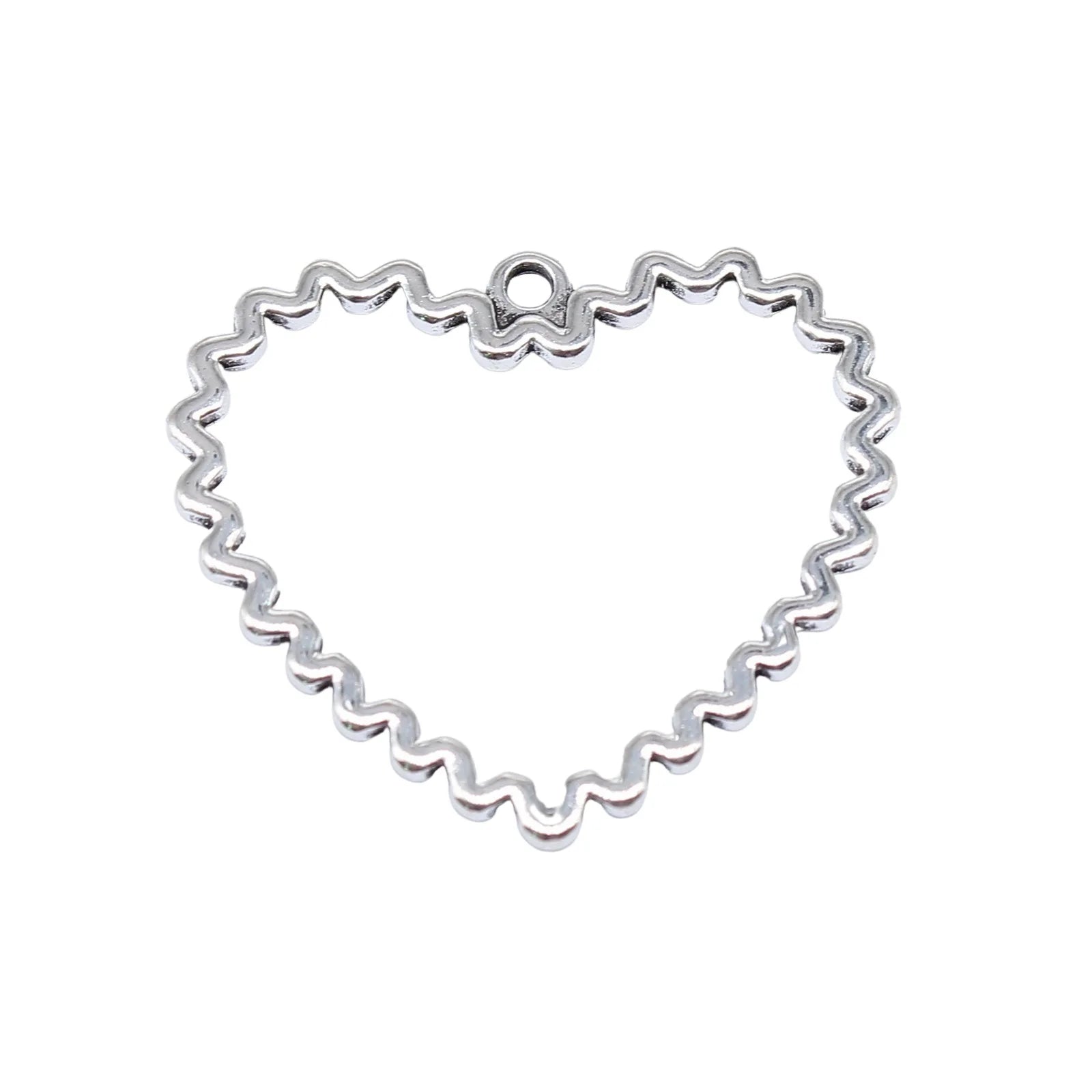 29x33mm 1.9g Zinc Alloy Openwork Wavy Heart Hollow Charm Pendant for DIY Necklace Bracelet Jewelry Making