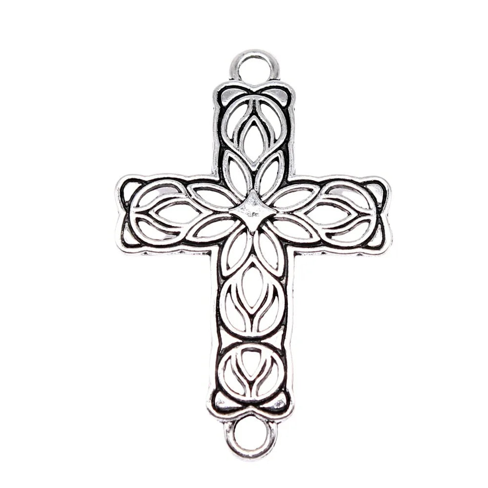 42x27mm 2.9g Antique Silver Zinc Alloy Cross Connector Charm for DIY Bracelet Necklace Jewelry Making