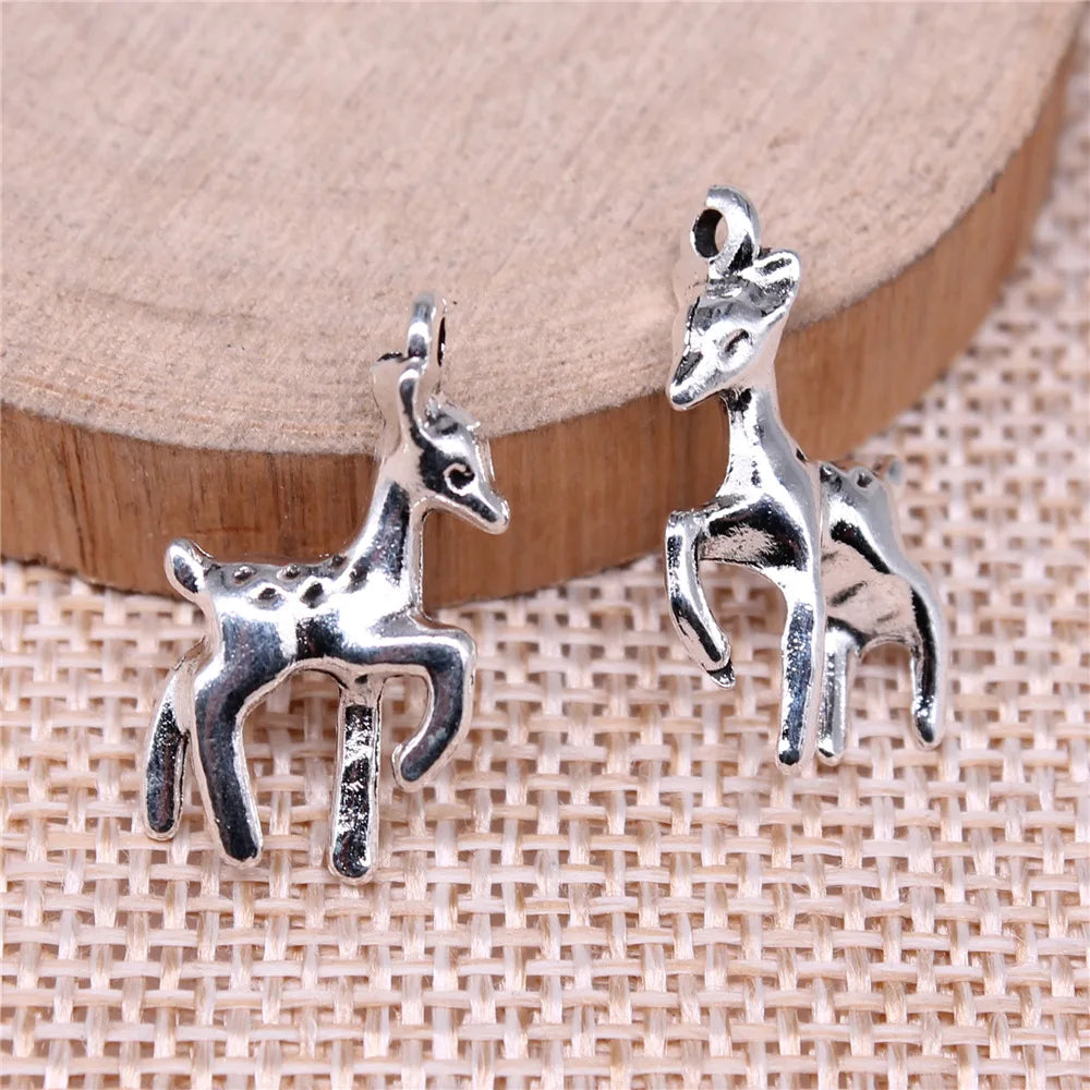 22x12mm 1.6g Antique Silver Zinc Alloy Deer Charm Pendant for DIY Necklace Bracelet Jewelry Making