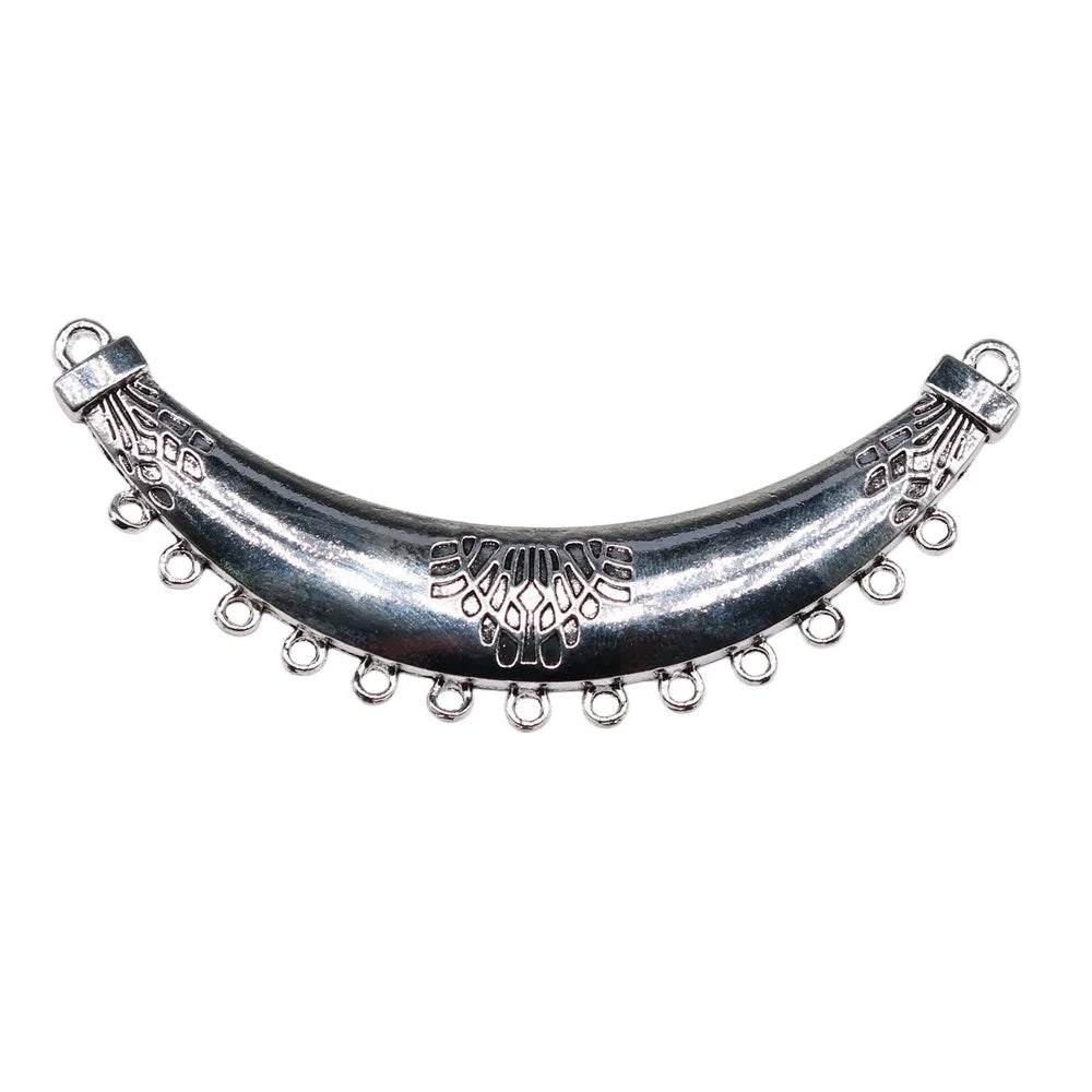 95mm 15.8g Multicolor Zinc Alloy Curved Necklace Connector Charm for DIY Jewelry Making