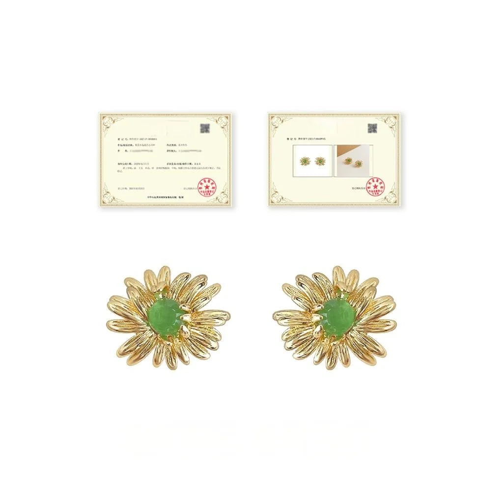 Old Money Style Eco Copper Silver Plated 3D Daisy Flower Stud Earrings Designer Gift Jewelry