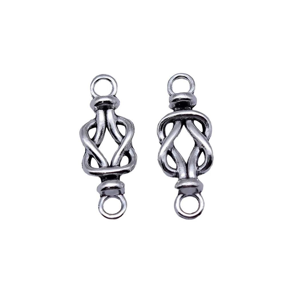 24x8.7mm 0.98g Antique Silver Zinc Alloy Rope Knot Connector Charm for DIY Bracelet Jewelry Making