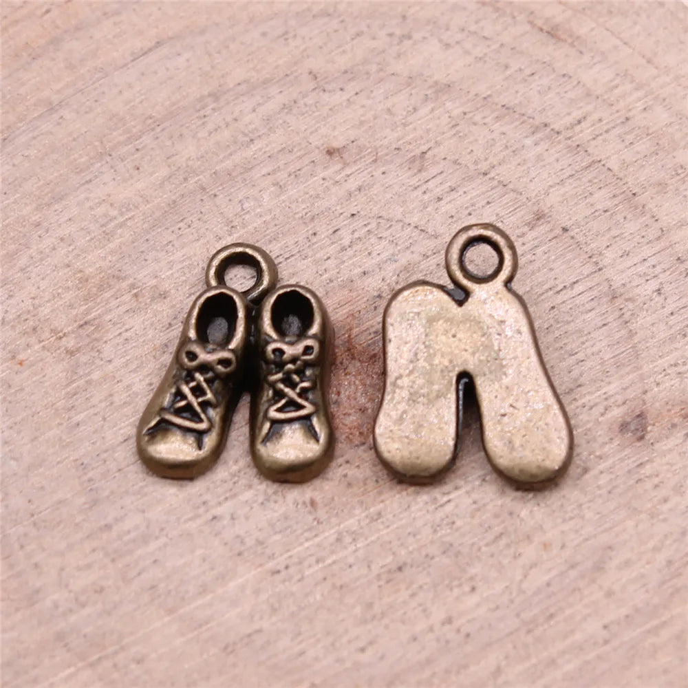 14x10mm 1.5g Multicolor Zinc Alloy Pair of Small Shoes Charm Pendant for DIY Baby Theme Jewelry