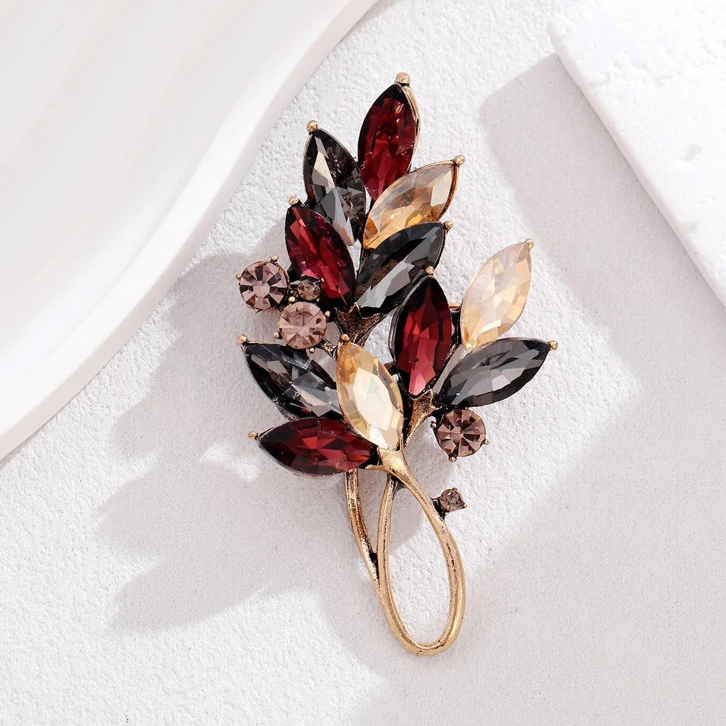 Elegant Crystal Wheat Bouquet Brooch, Alloy Rhinestone Floral Lapel Pin Corsage For Suit Accessory Gift