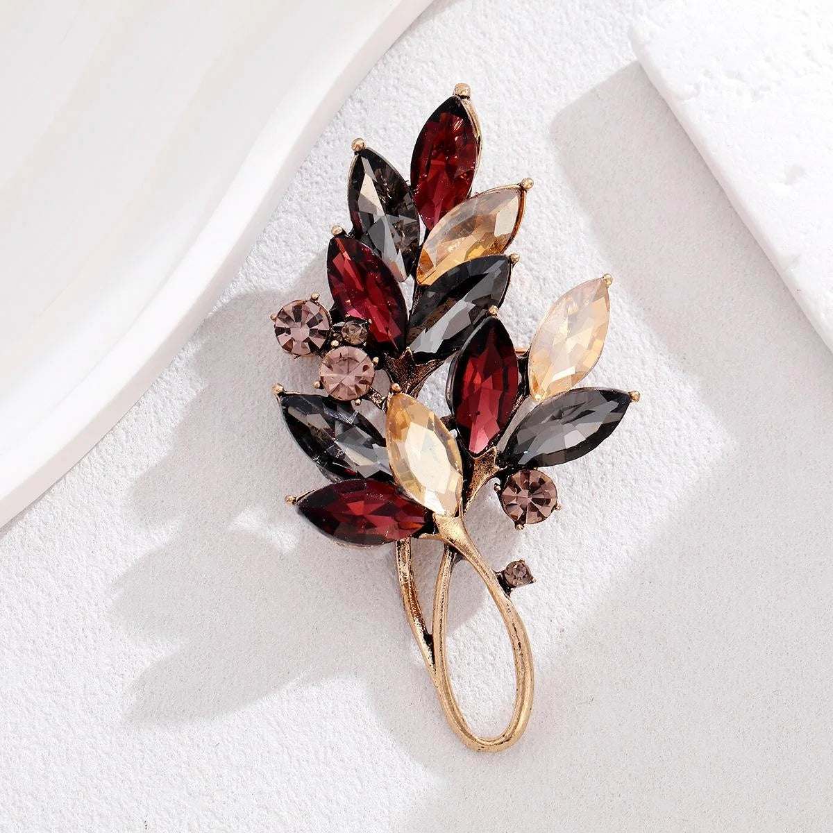 Elegant Crystal Wheat Bouquet Brooch, Alloy Rhinestone Floral Lapel Pin Corsage For Suit Accessory Gift