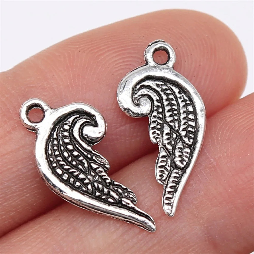 19x10mm 0.4g Multicolor Zinc Alloy Angel Wing Charm Pendant for DIY Necklace Bracelet Jewelry Making